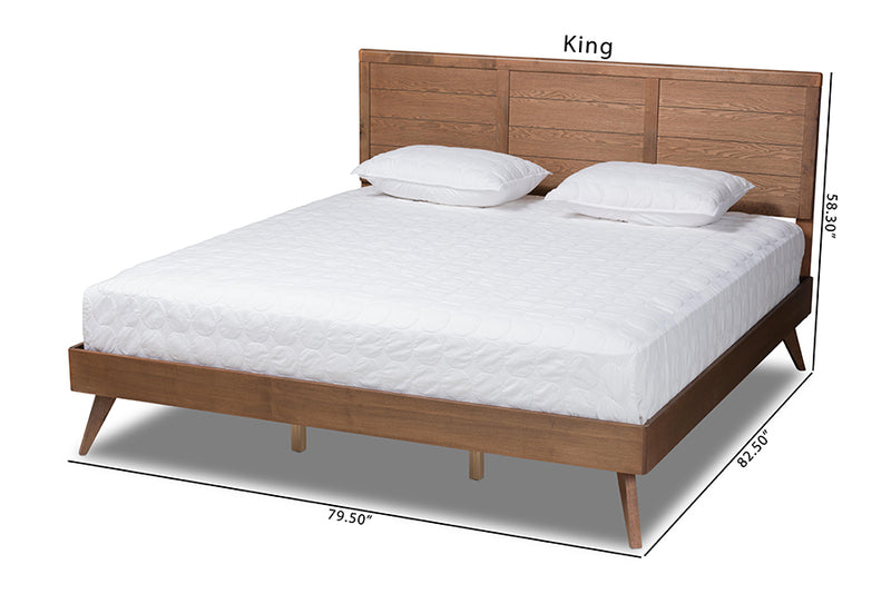 Aislin Mid-Century Modern Walnut Brown Finished Wood King Size Platform Bed