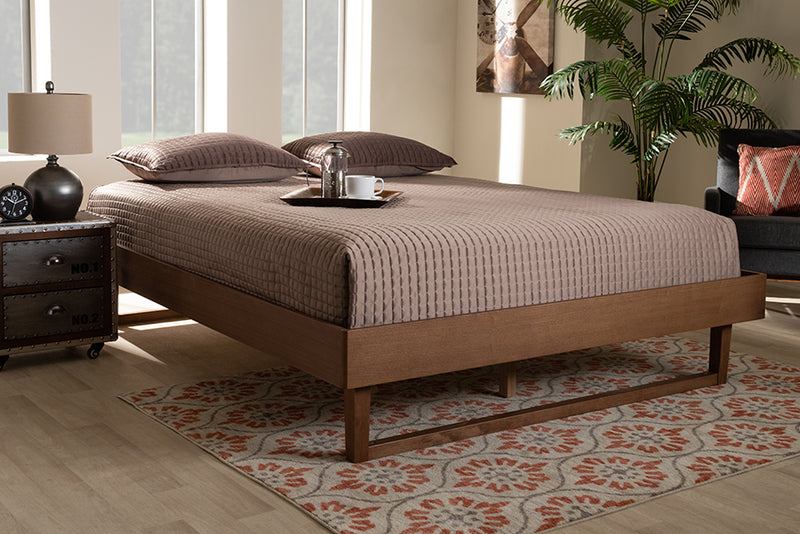 Adler Mid-Century Modern Walnut Brown Finished Wood Queen Size Platform Bed