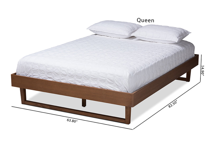 Adler Mid-Century Modern Walnut Brown Finished Wood Queen Size Platform Bed