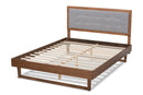 Leena Light Gray Fabric Ash Walnut Full Size Platform Bed Baxton