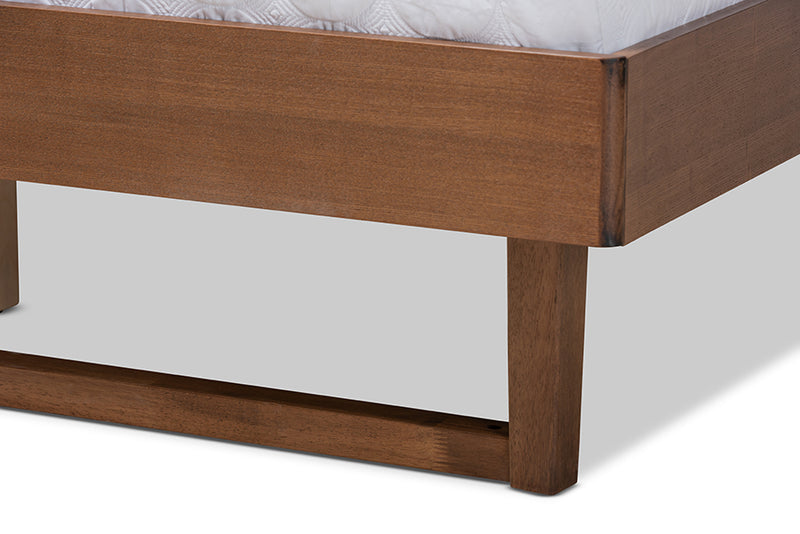 Leena Modern and Contemporary Light Gray Fabric Upholstered and Ash Walnut Finished Wood King Size Platform Bed