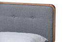 Simone Dark Gray Fabric Ash Walnut Full Size Platform Bed Baxton
