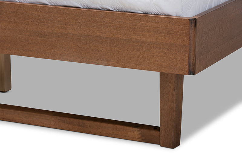 Simone Dark Gray Fabric Ash Walnut King Size Platform Bed Baxton
