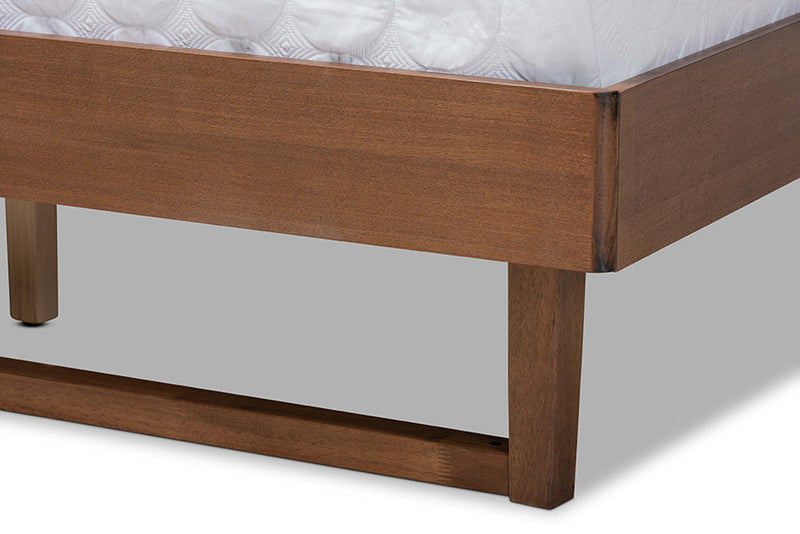 Simone Light Gray Fabric Ash Walnut King Size Platform Bed Baxton