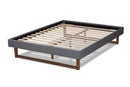 Adler Dark Gray Fabric Walnut Brown Queen Size Platform Bed Baxton
