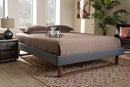 Adler Dark Gray Fabric Walnut Brown Full Size Platform Bed Baxton