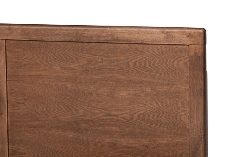 Vaere Dark Gray Fabric Ash Walnut Brown King Size Platform Bed Baxton