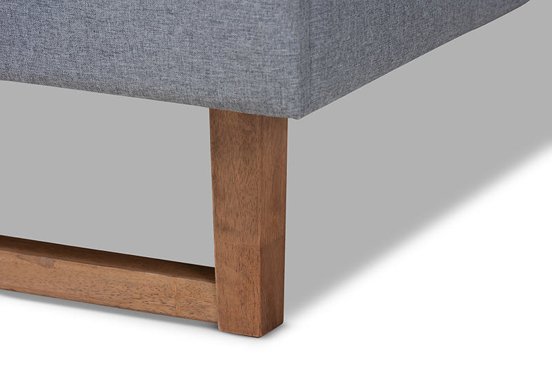 Vaere Dark Gray Fabric Ash Walnut Brown King Size Platform Bed Baxton