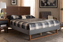 Vaere Dark Gray Fabric Ash Walnut Brown King Size Platform Bed Baxton