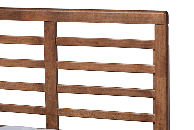 Sedona Dark Gray Fabric Ash Walnut Brown King Size Platform Bed Baxton
