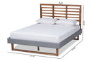 Sedona Dark Gray Fabric Ash Walnut Brown Queen Size Platform Bed Baxton