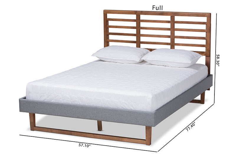 Sedona Dark Gray Fabric Ash Walnut Brown King Size Platform Bed Baxton