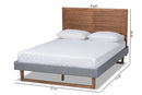 Tafari Dark Gray Fabric Ash Walnut Brown Full Size Platform Bed Baxton