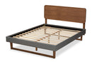 Lois Dark Gray Fabric Upholstered Walnut Brown King Bed Baxton