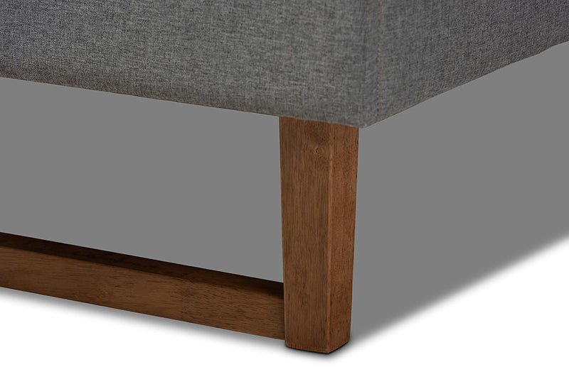 Lois Dark Gray Fabric Upholstered Walnut Brown King Bed Baxton