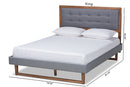 Liliya Dark Gray Fabric Ash Walnut Brown King Size Platform Bed Baxton