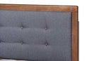 Liliya Dark Gray Fabric Ash Walnut Brown King Size Platform Bed Baxton