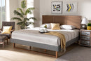 Tafari Dark Gray Fabric Ash Walnut Brown King Size Platform Bed Baxton