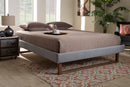 Adler Light Gray Fabric Walnut Brown Full Size Platform Bed Baxton