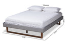 Adler Light Gray Fabric Walnut Brown Full Size Platform Bed Baxton