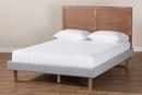 Aithan Light Gray Fabric Ash Walnut Brown Queen Size Platform Bed Baxton