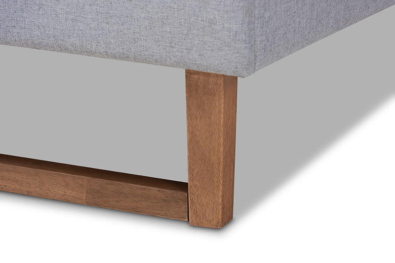 Jasper Light Gray Fabric Ash Walnut Brown King Size Platform Bed Baxton