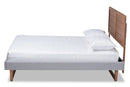 Tarun Light Gray Fabric Walnut Brown Queen Size Platform Bed Baxton