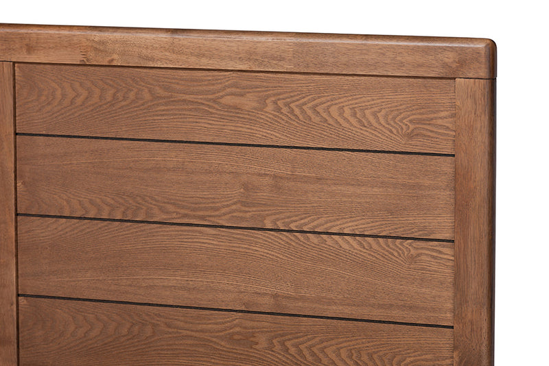 Tarun Light Gray Fabric Walnut Brown Queen Size Platform Bed Baxton