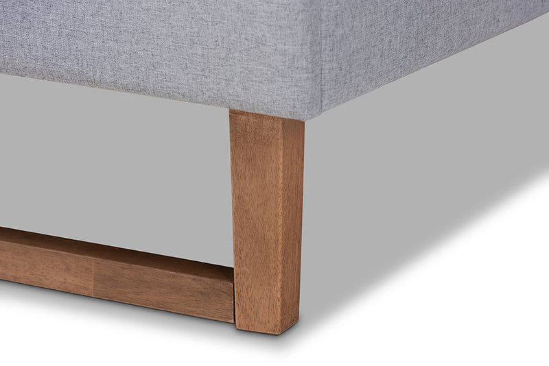 Tarun Light Gray Fabric Walnut Brown Queen Size Platform Bed Baxton