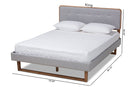 Lumines Light Gray Fabric Ash Walnut Queen Size Platform Bed Baxton