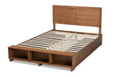 Svante Ash Walnut Brown Full Size 4-Drawer Platform Storage Bed w/Shelves Baxton