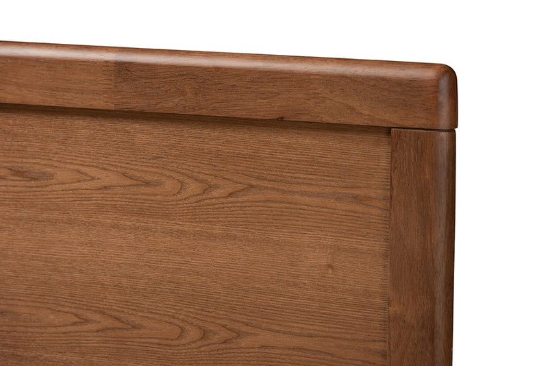 Svante Ash Walnut Brown Queen Size 4-Drawer Platform Storage Bed w/Shelves Baxton