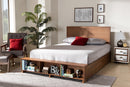 Svante Ash Walnut Brown Queen Size 4-Drawer Platform Storage Bed w/Shelves Baxton