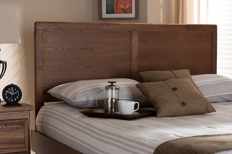 Nelson Mid-Century Modern Walnut Brown Finished Wood King Size Headboard