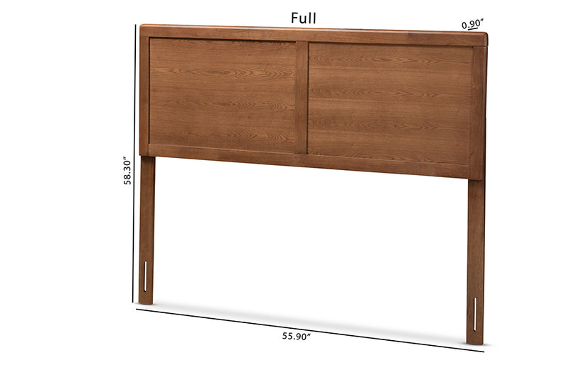 Nelson Mid-Century Modern Walnut Brown Finished Wood Queen Size Headboard