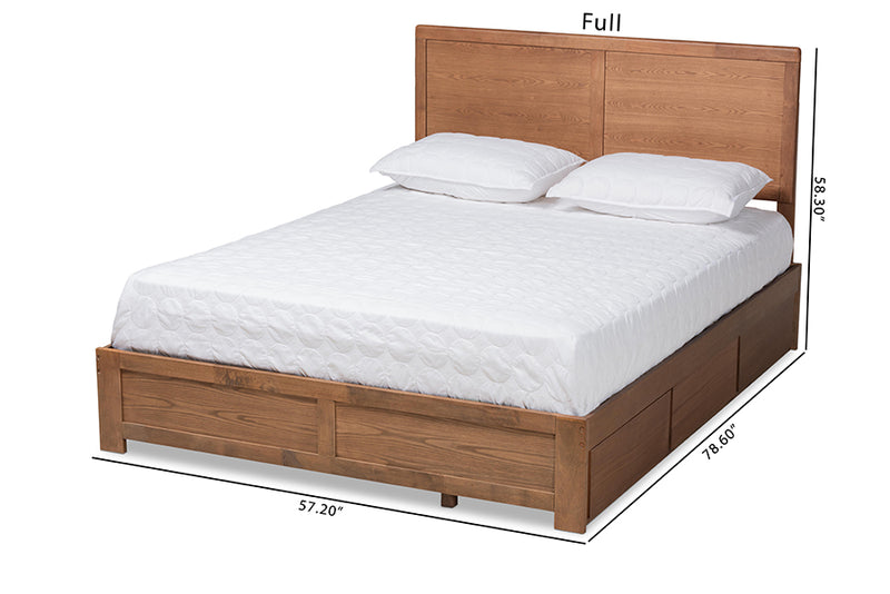 Lilibet Modern and Contemporary Ash Walnut Brown Finished Wood Queen Size 3-Drawer Platform Storage Bed