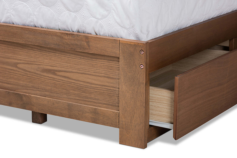 Lilibet Modern and Contemporary Ash Walnut Brown Finished Wood Queen Size 3-Drawer Platform Storage Bed