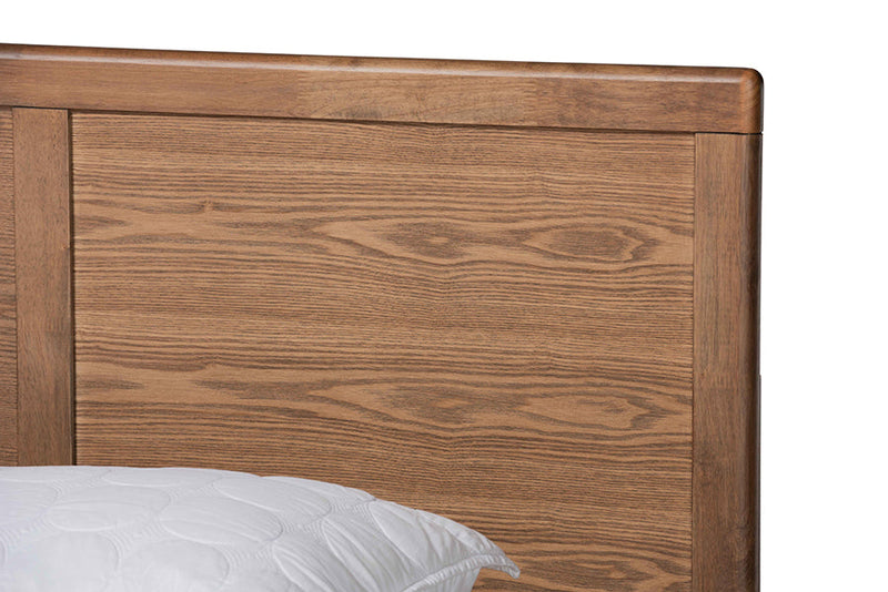 Svante Ash Walnut Brown King Size 4-Drawer Platform Storage Bed w/Shelves Baxton