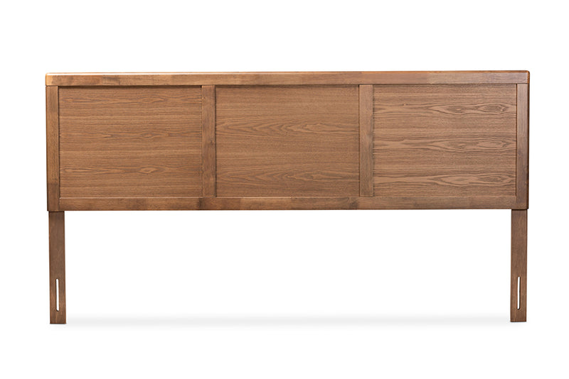 Nelson Mid-Century Modern Walnut Brown Finished Wood King Size Headboard