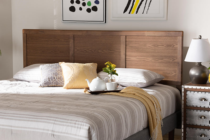 Nelson Mid-Century Modern Walnut Brown Finished Wood King Size Headboard