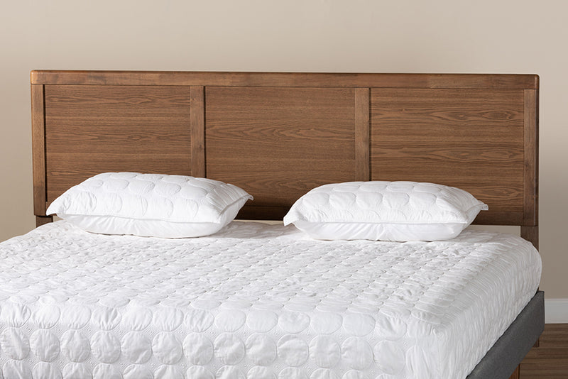 Nelson Mid-Century Modern Walnut Brown Finished Wood King Size Headboard