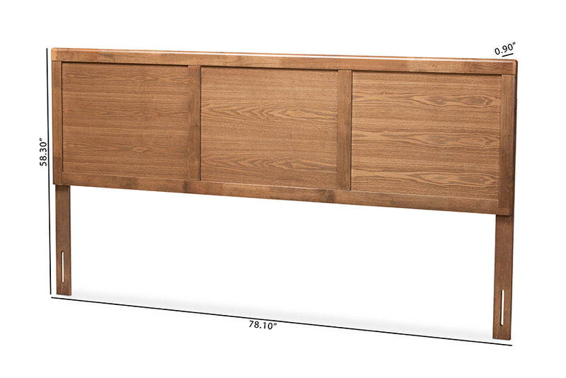 Nelson Mid-Century Modern Walnut Brown Finished Wood King Size Headboard