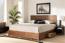 Lilibet Ash Walnut Brown King Size 3-Drawer Platform Storage Bed Baxton
