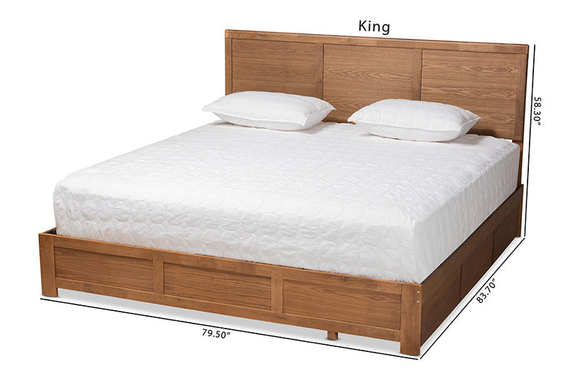 Lilibet Ash Walnut Brown King Size 3-Drawer Platform Storage Bed Baxton