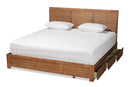 Lilibet Ash Walnut Brown King Size 3-Drawer Platform Storage Bed Baxton