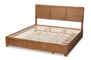 Lilibet Ash Walnut Brown King Size 3-Drawer Platform Storage Bed Baxton