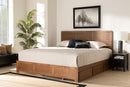 Lilibet Ash Walnut Brown King Size 3-Drawer Platform Storage Bed Baxton