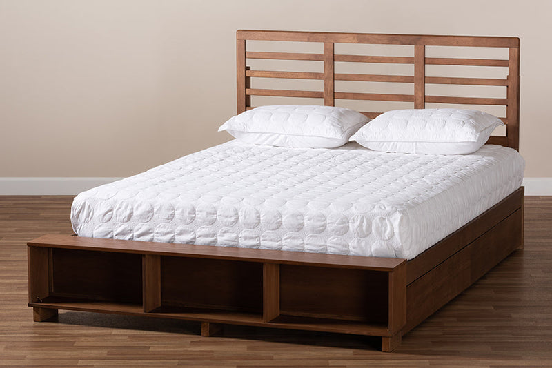 Harlow Ash Walnut Brown 4-Drawer Full Size Platform Storage Bed Baxton