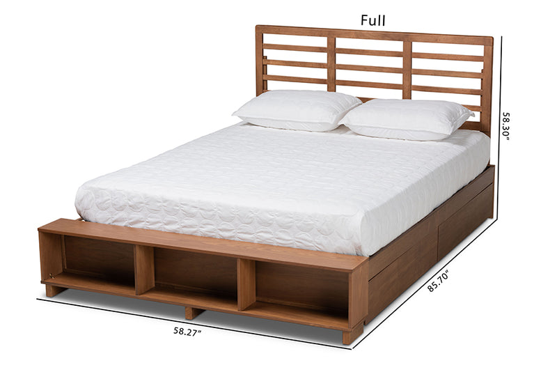 Harlow Modern Transitional Ash Walnut Brown Finished Wood 4-Drawer Queen Size Platform Storage Bed