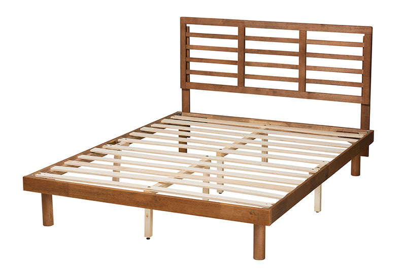 Argos Mid-Century Modern Ash Walnut Finished Wood Full Size Platform Bed